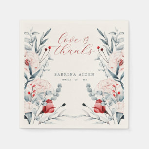 Serviette En Papier Mariage Floral Fleur Rouge Et Bleu