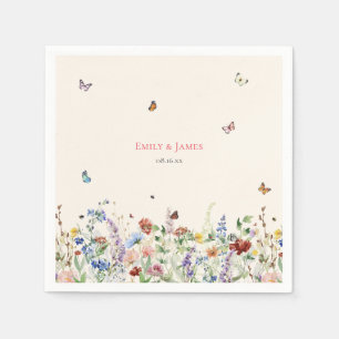 Serviette En Papier Mariage Floral Fleur sauvage rustique