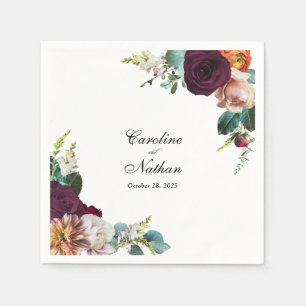 Serviette En Papier Mariage floral frais d'automne