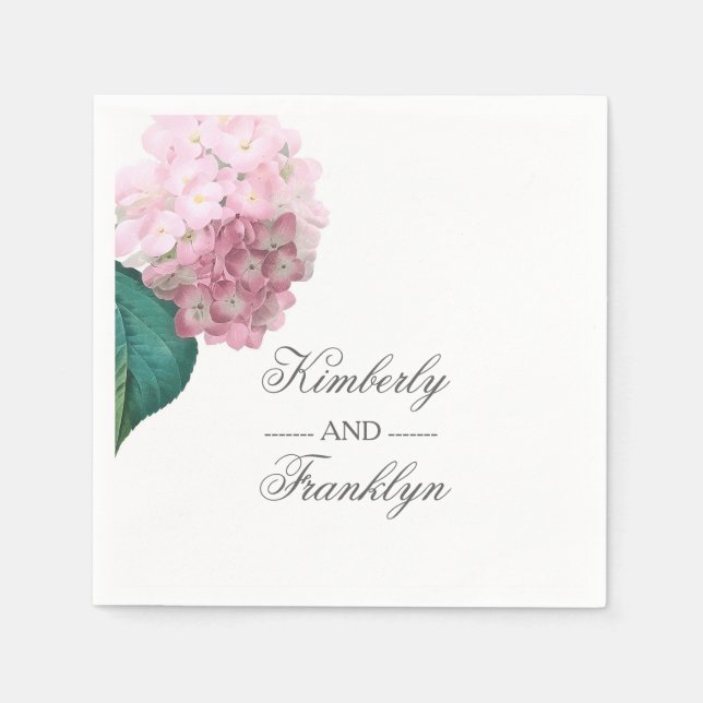 Serviette En Papier Mariage Floral Hydrangea rose (Devant)