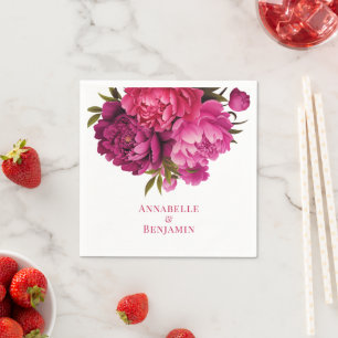Serviette En Papier Mariage floral Magenta Peony