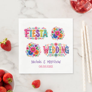 Serviette En Papier Mariage Floral Mexicain Coloré