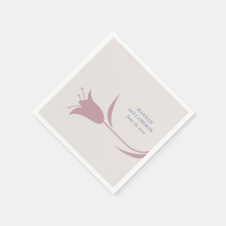 Serviette En Papier Mariage Floral Minimaliste Moderne Mauve