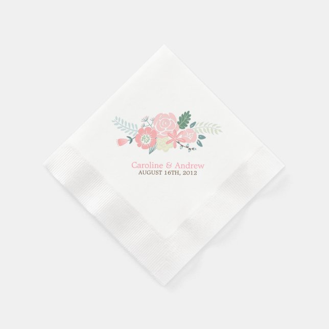 Serviette En Papier Mariage floral moderne (Coin)