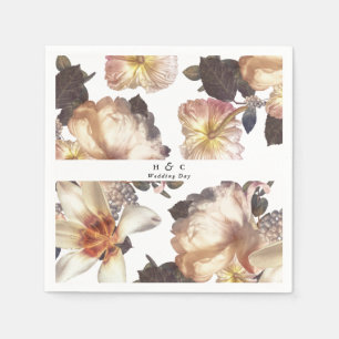 Serviette En Papier Mariage floral moderne romantique