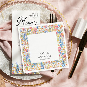 Serviette En Papier Mariage floral multi-couleurs de fleurs sauvages d