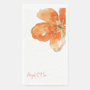 Serviette En Papier Mariage Floral Orange personnalisé
