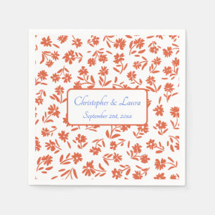 Serviette En Papier Mariage floral Orange Verona coucher de soleil