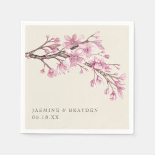 Serviette En Papier Mariage Floral Rose Élégant