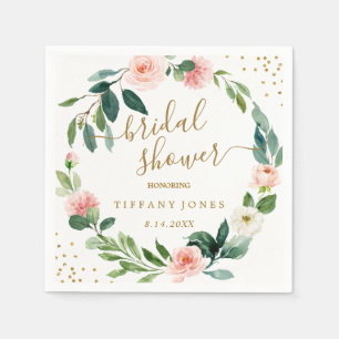 Serviette En Papier Mariage Floral Rose Gold Confetti