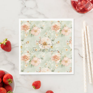 Serviette En Papier Mariage Floral Rose Menthe Joli Rose