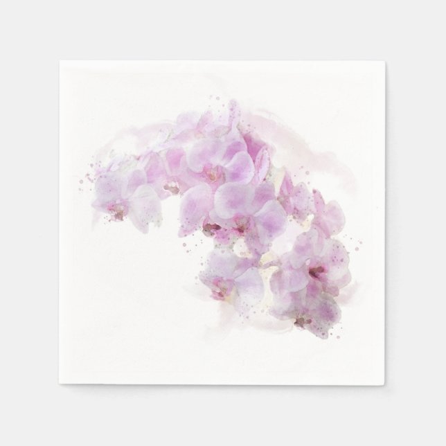 Serviette En Papier Mariage floral rose orchidée (Devant)