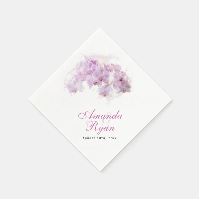 Serviette En Papier Mariage floral rose orchidée rose Napki (Coin)