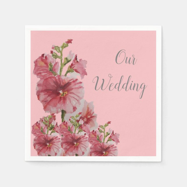 Serviette En Papier Mariage floral rose pâle (Devant)