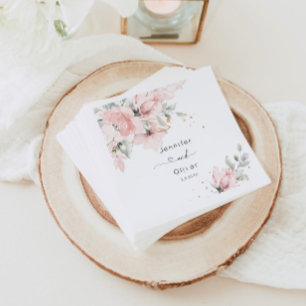 Serviette En Papier Mariage floral rose pâle