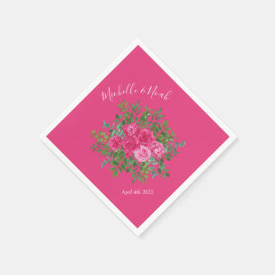 Serviette En Papier Mariage floral rose vif