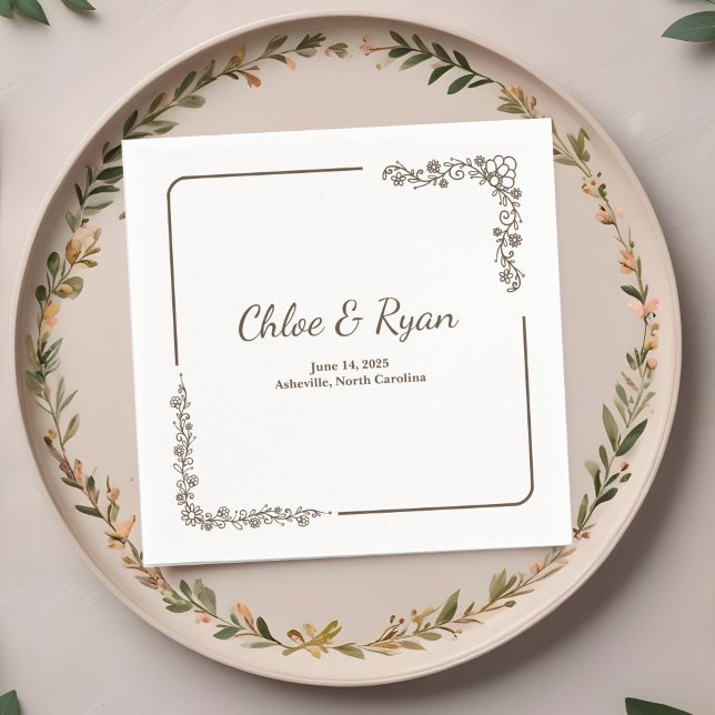 Serviette En Papier Mariage floral rustique (Créateur téléchargé)