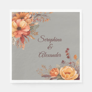 Serviette En Papier Mariage floral rustique de l'automne