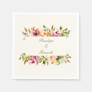 Serviette En Papier Mariage floral rustique personnalisé