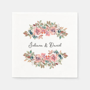 Serviette En Papier Mariage floral simple et élégant