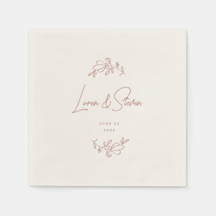 Serviette En Papier Mariage Floral Terracotta