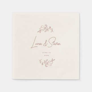 Serviette En Papier Mariage Floral Terracotta