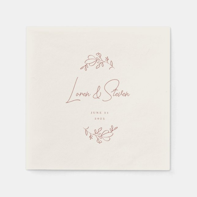 Serviette En Papier Mariage Floral Terracotta (Devant)