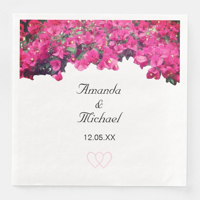 Serviette En Papier Mariage floral tropical (Devant)