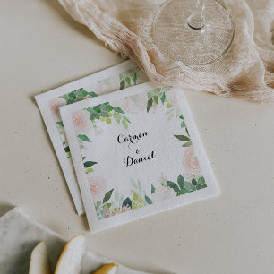 Serviette En Papier Mariage floral tropical moderne Napkin