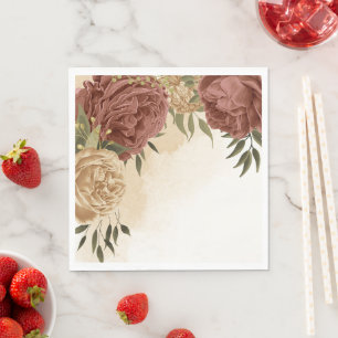 Serviette En Papier mariage floral verdure ton terre cuite
