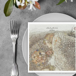 Serviette En Papier Mariage Floral Vintage Art Nouveau