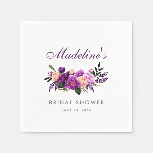 Serviette En Papier Mariage Floral Violet Ultra Violet P (Devant)