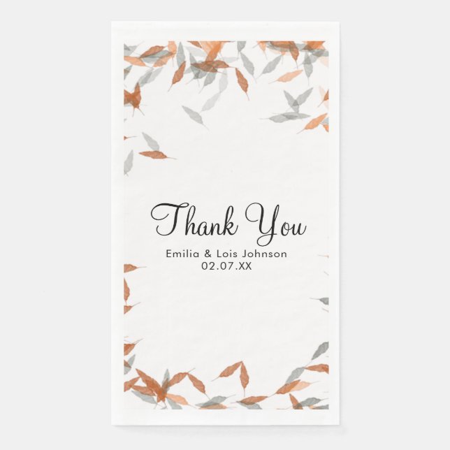 Serviette En Papier Mariage Flottant à Feuille Tomante Rustique Pampas (Devant)
