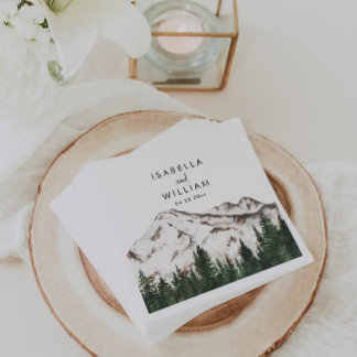 Serviette En Papier Mariage forestier des montagnes rustiques