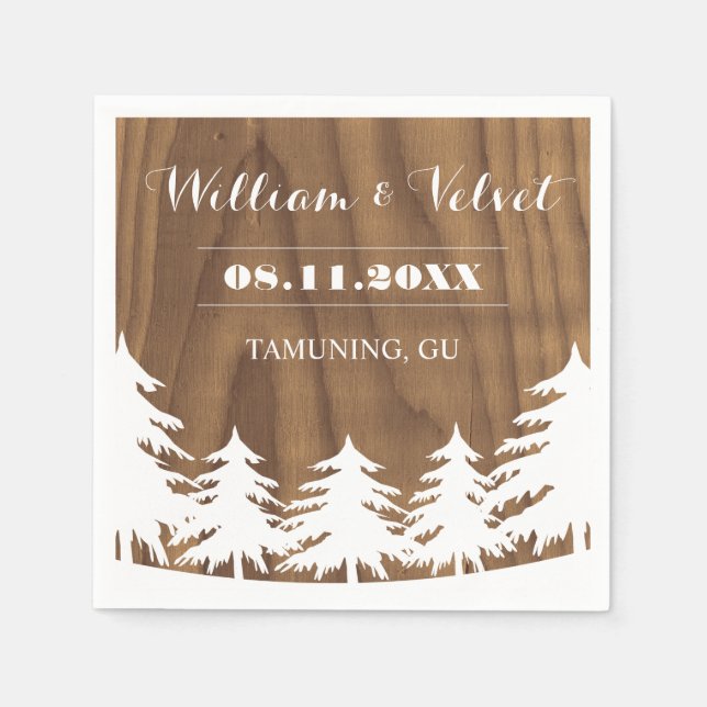 Serviette En Papier Mariage forestier Napkins (Devant)