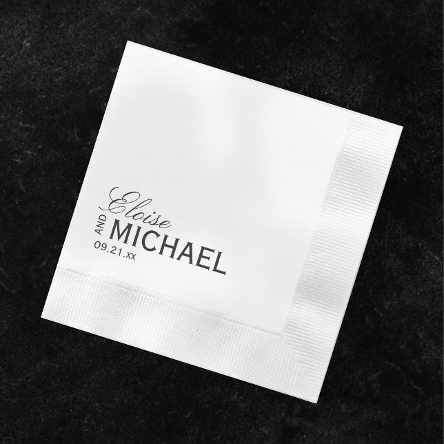 Serviette En Papier Mariage Formel Calligraphie Noir Classique (Accent your formal affair with these Classic Black Calligraphy Formal Wedding Napkins! )