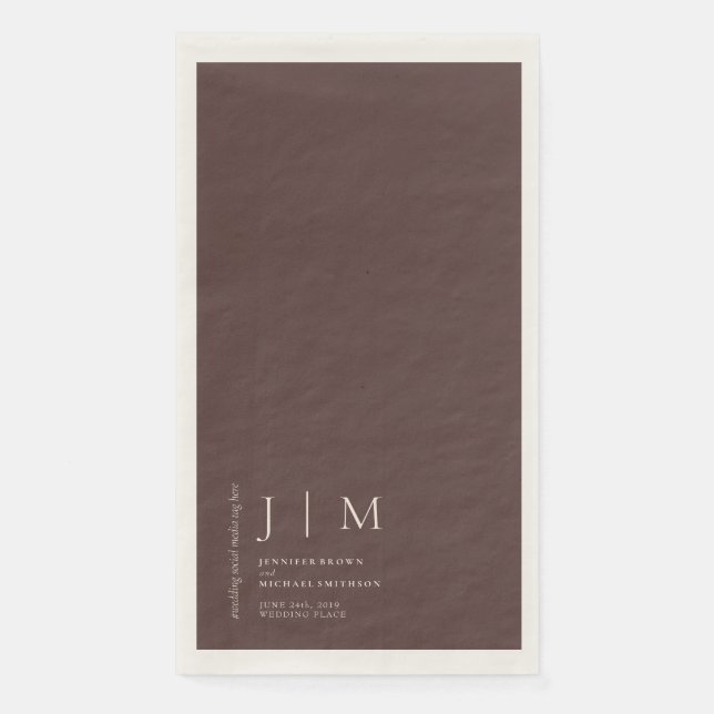 Serviette En Papier Mariage Formel Marron Chocolat (Devant)