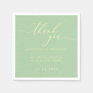 Serviette En Papier Mariage Formel Minimaliste Décor Crème et Pistache