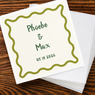 Serviette En Papier Mariage frontalier gras blanc manuscrit