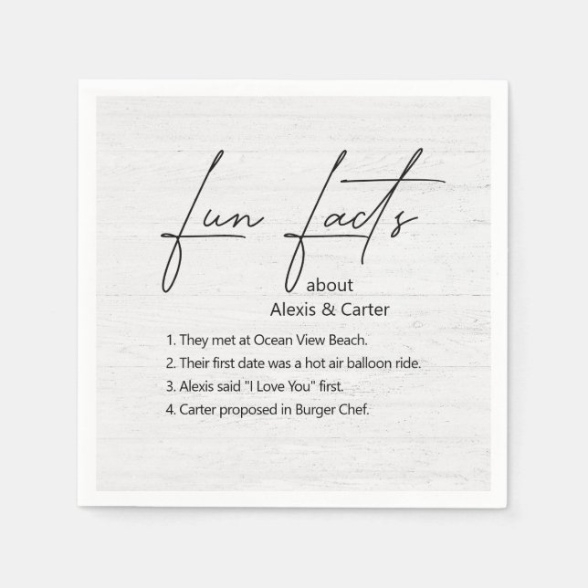 Serviette En Papier Mariage Fun Faits Sur Le Bois Blanchi (Devant)