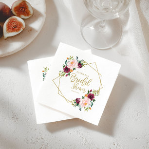 Serviette En Papier Mariage géométrique de roses de Bourgogne