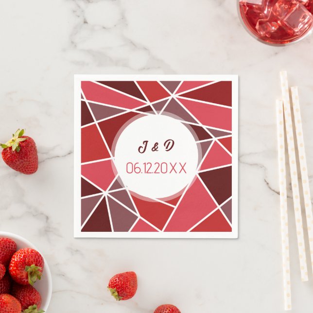 Serviette En Papier Mariage Géométrique Élégant (En situation)