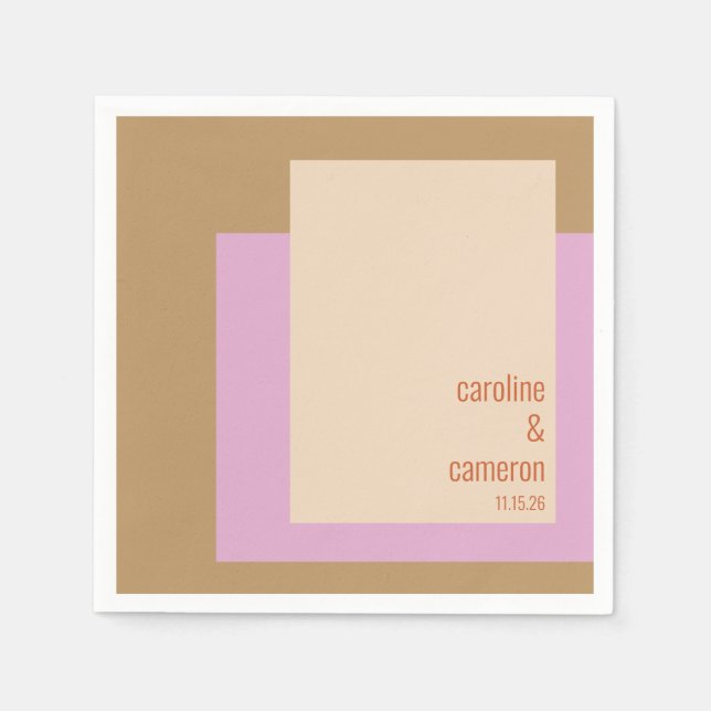 Serviette En Papier Mariage géométrique géométrique moderne Lilac Gold (Devant)