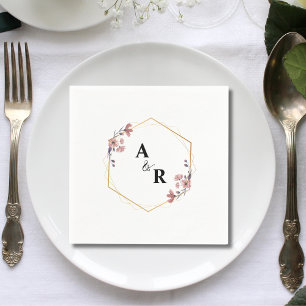 Serviette En Papier Mariage géométrique simple et élégant blanc