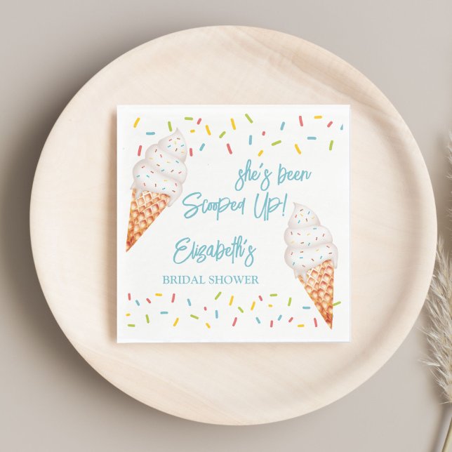 Serviette En Papier Mariage glace ramassée personnalisé (Scooped up ice cream bridal shower personalized napkins bridal shower tableware )