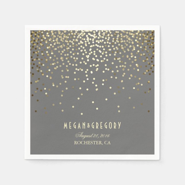 Serviette En Papier Mariage Gold Confetti (Devant)