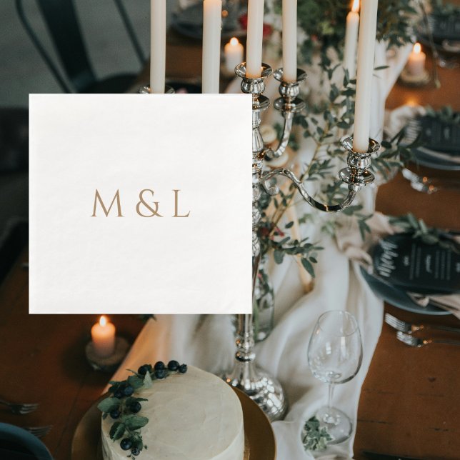 Serviette En Papier Mariage Gold Couple Initiales (Créateur téléchargé)