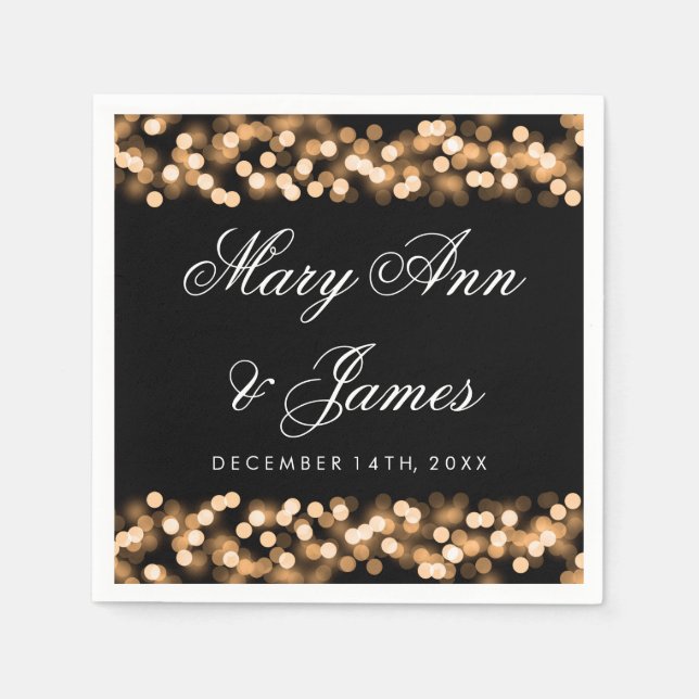 Serviette En Papier Mariage Gold Hollywood Glam (Devant)