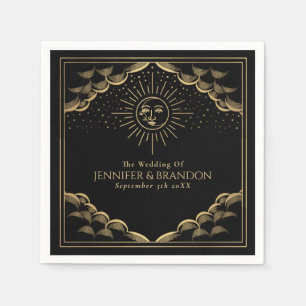 Serviette En Papier Mariage Gold Sun et Moon Tarot Card