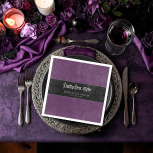 Serviette En Papier Mariage gothique corbeau violet sombrement à jamai